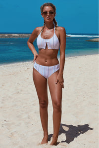 Vertical Striped Classic Two Piece Bathing Suit